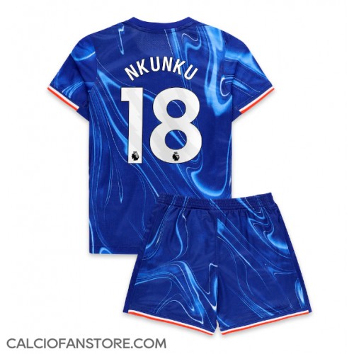 Maglia Calcio Chelsea Christopher Nkunku #18 Prima Divisa Bambino 2024-25 Manica Corta (+ pantaloncini)